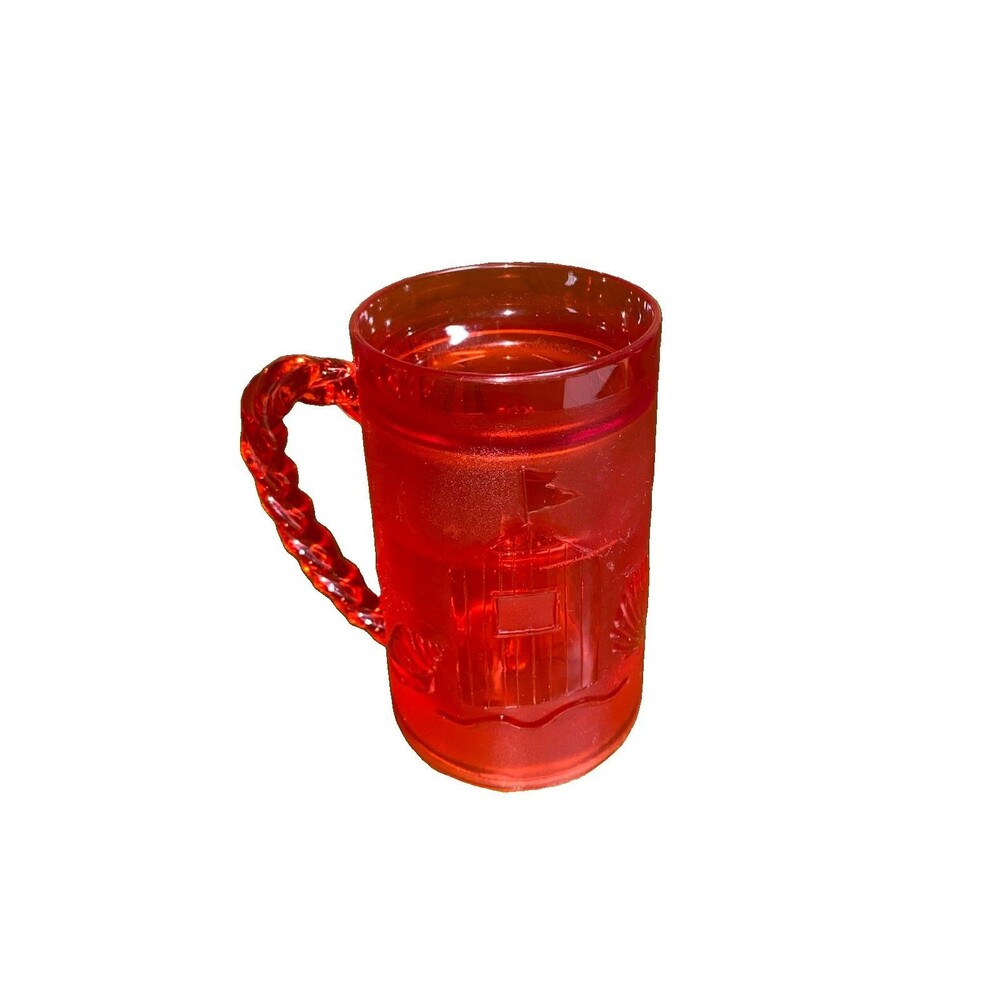 Red Double Wall Frostie Freezer Mug Beach Sail Boat Twisted Handle